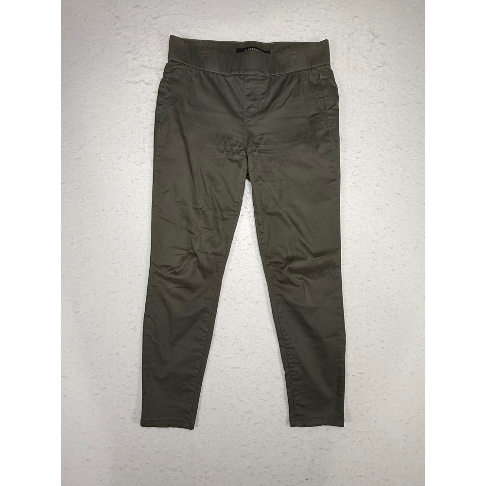 Liverpool Los Angeles Womens Petite 2/26 Olive Green Pull On Skinny Pants
